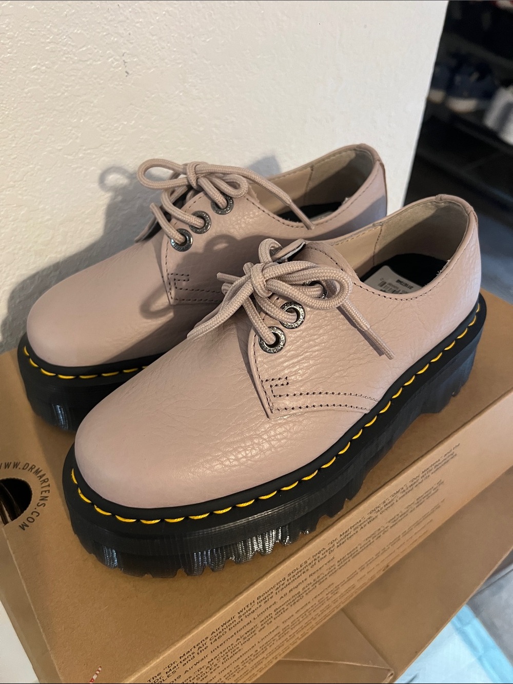 Dr. Martens taupe Platform Lace-Up Oxfords-